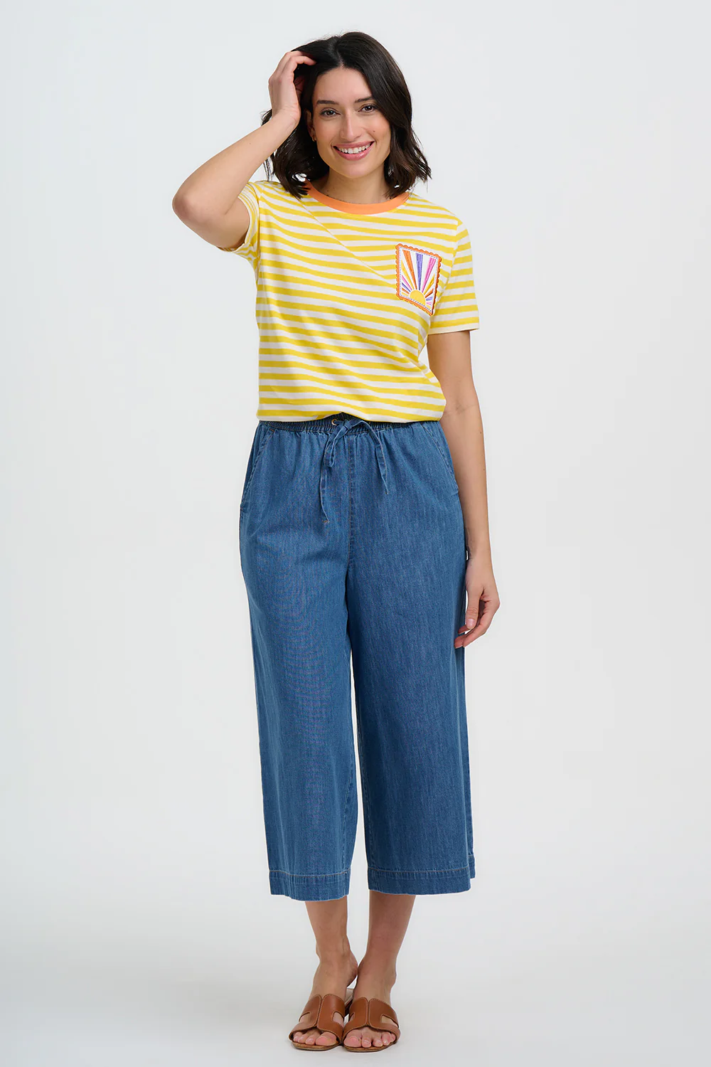 Maggie T-Shirt - Yellow/Off White, Rainbow Sunshine - Image 4