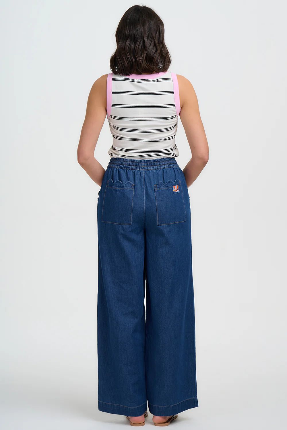 Megan Scallop Trousers - Deep Blue Denim - Image 4