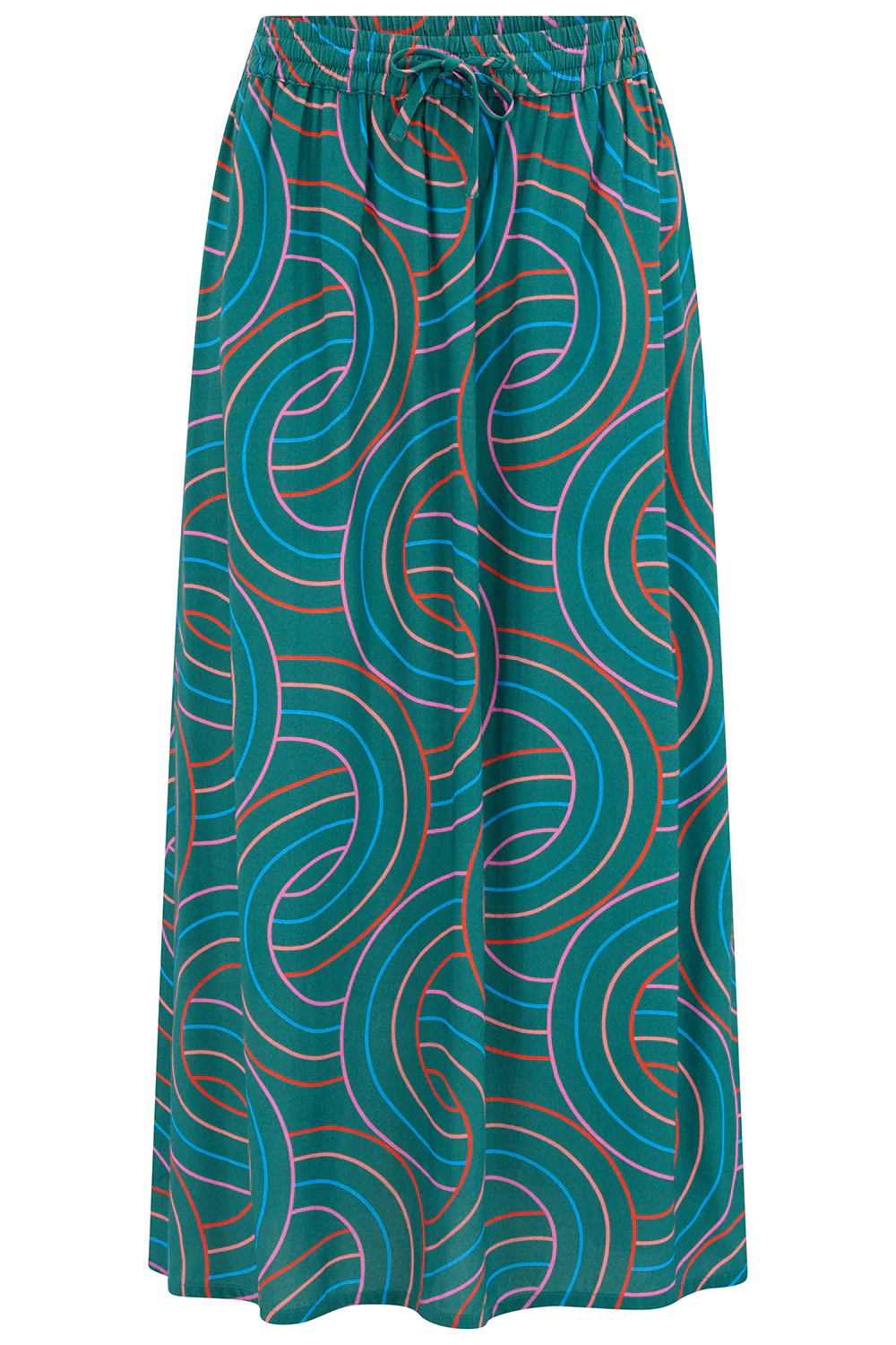 Melody Midi Skirt - Green, Concentric Circles - Image 6