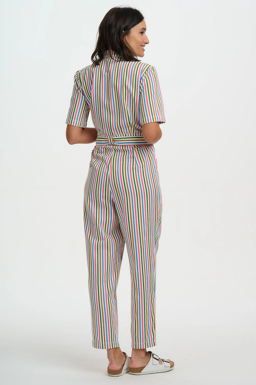 Meredith Boilersuit - Multi, Colourful Canvas Stripe - Image 4
