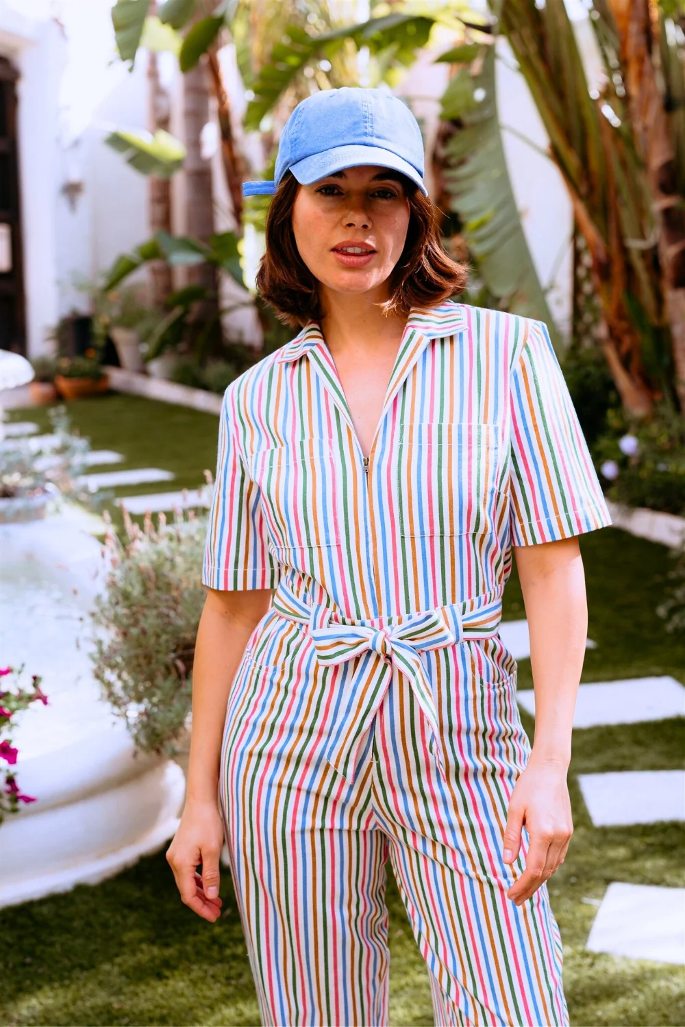 Meredith Boilersuit - Multi, Colourful Canvas Stripe - Image 6