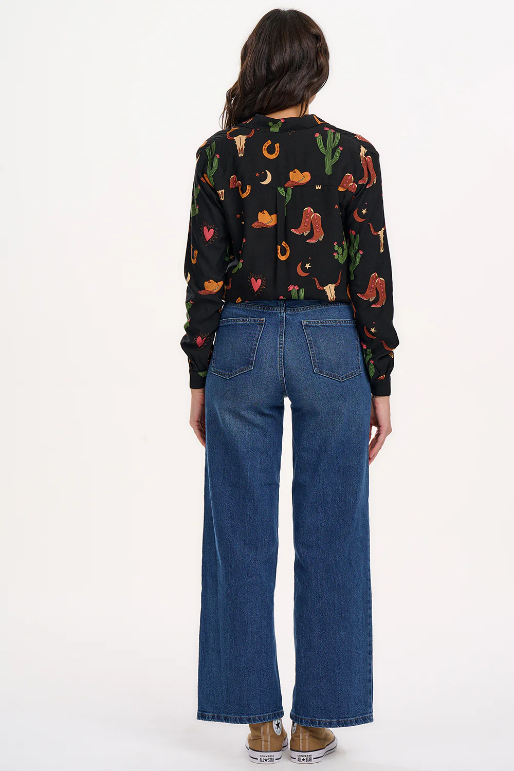 Micah Revere Shirt - Black, Cowgirl Print - Image 4