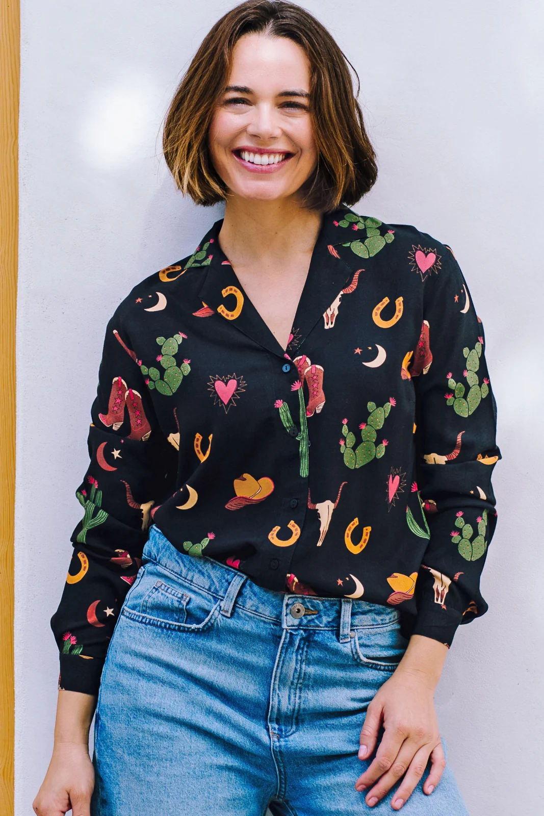 Micah Revere Shirt - Black, Cowgirl Print - Image 5