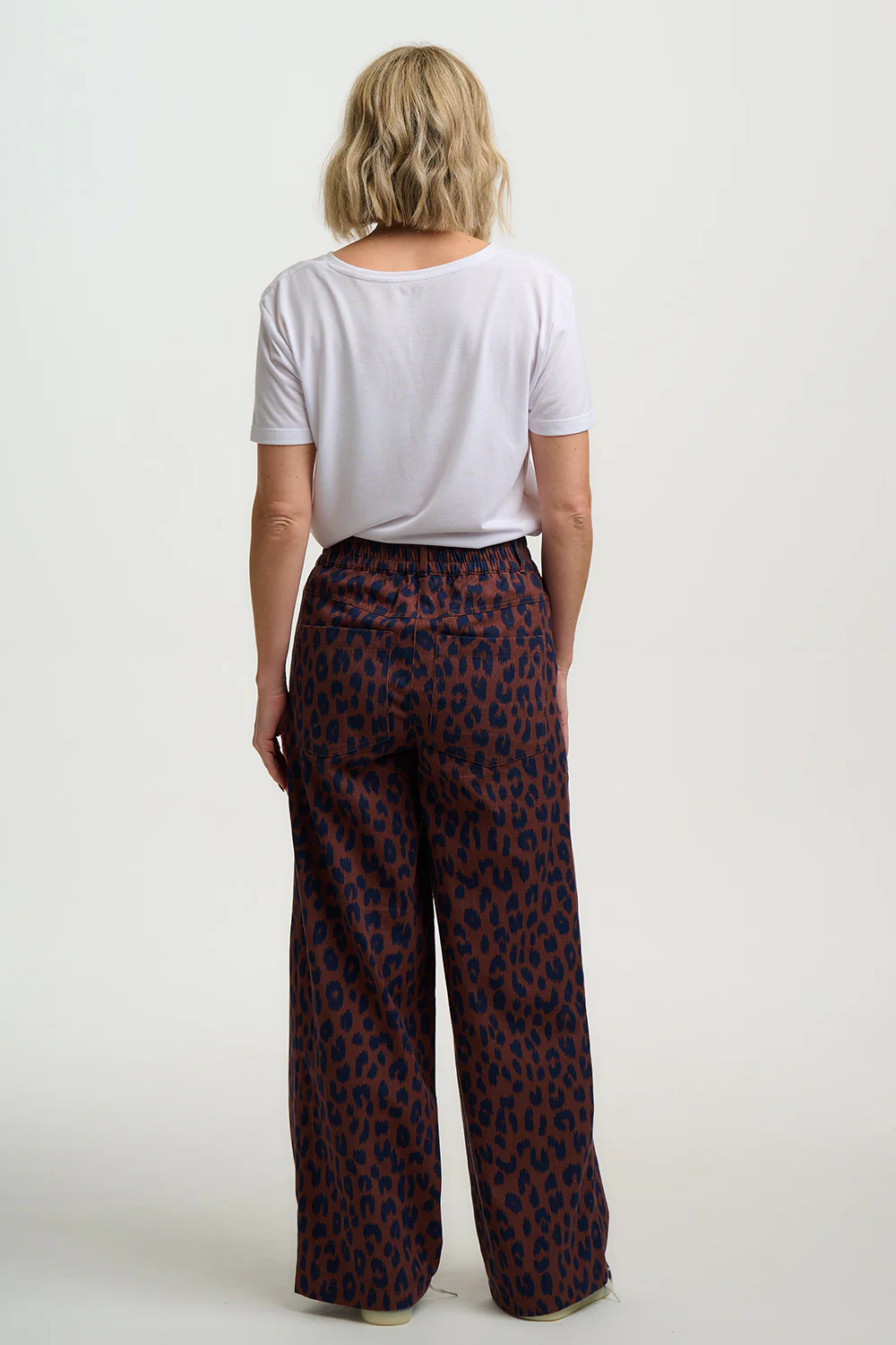 Nica Wide Leg Trousers - Rust/Navy, Ikat Leopard - Image 6