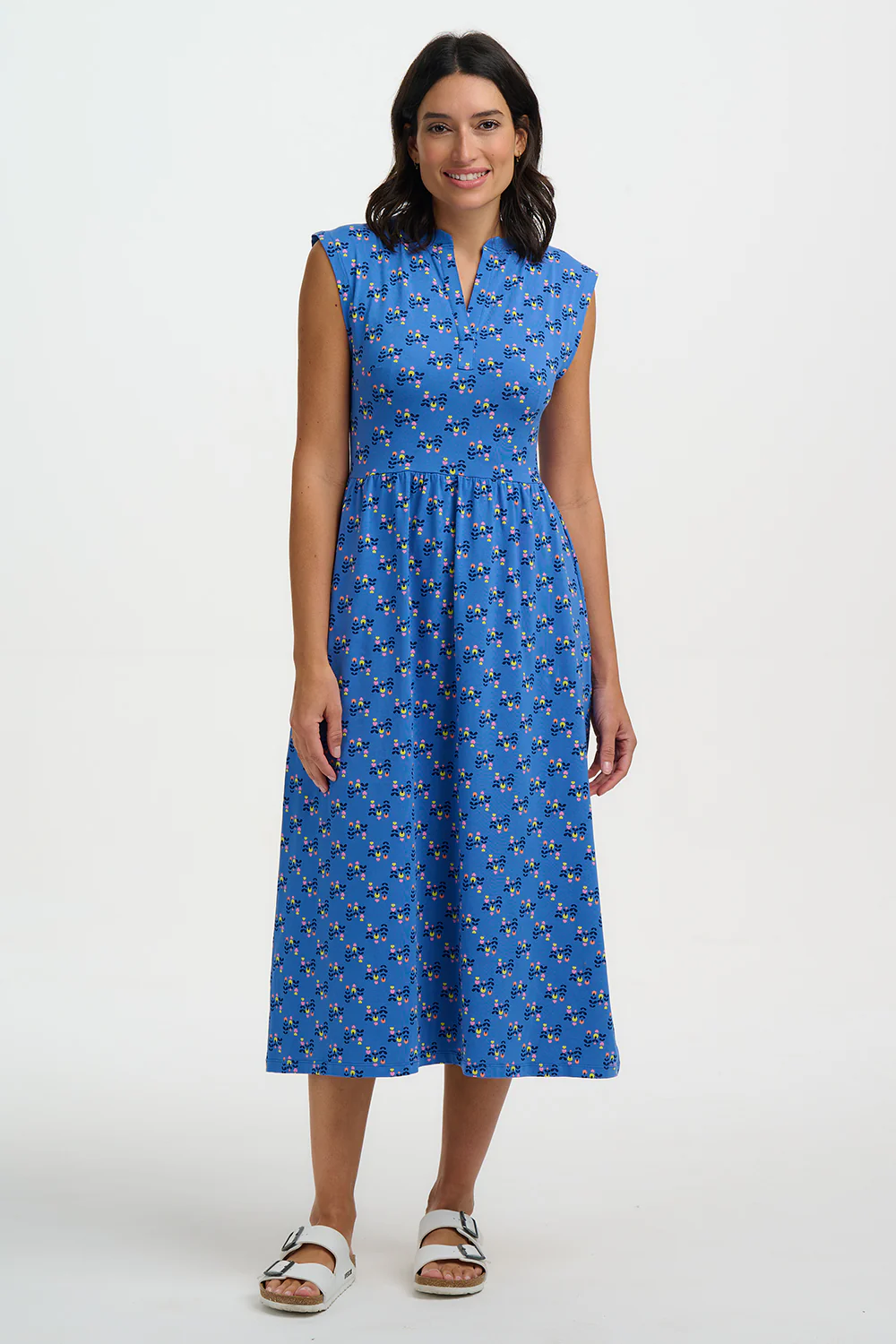 Nina Jersey Midi Dress - Blue, Folklore Twist - Image 2