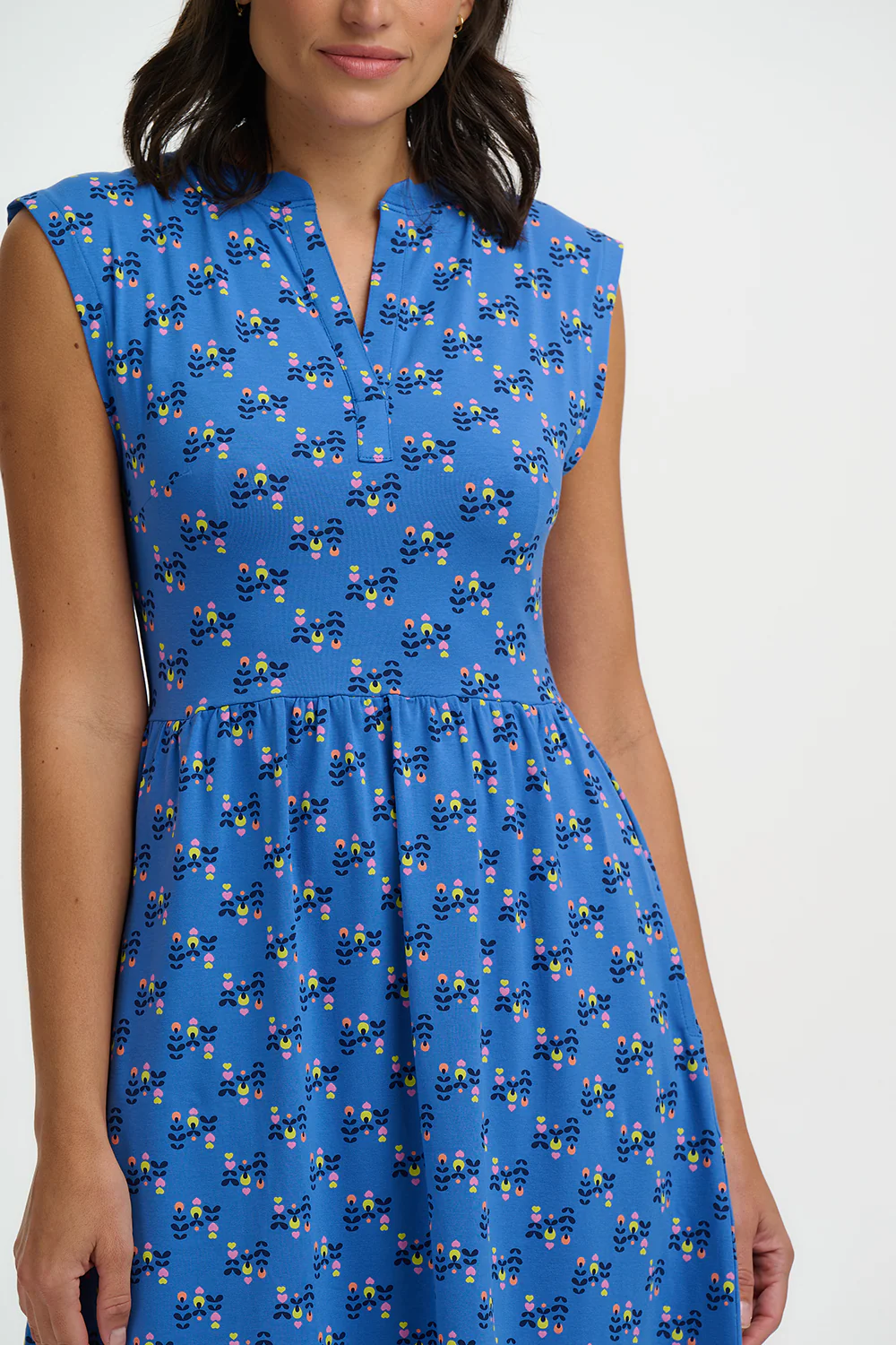 Nina Jersey Midi Dress - Blue, Folklore Twist - Image 3