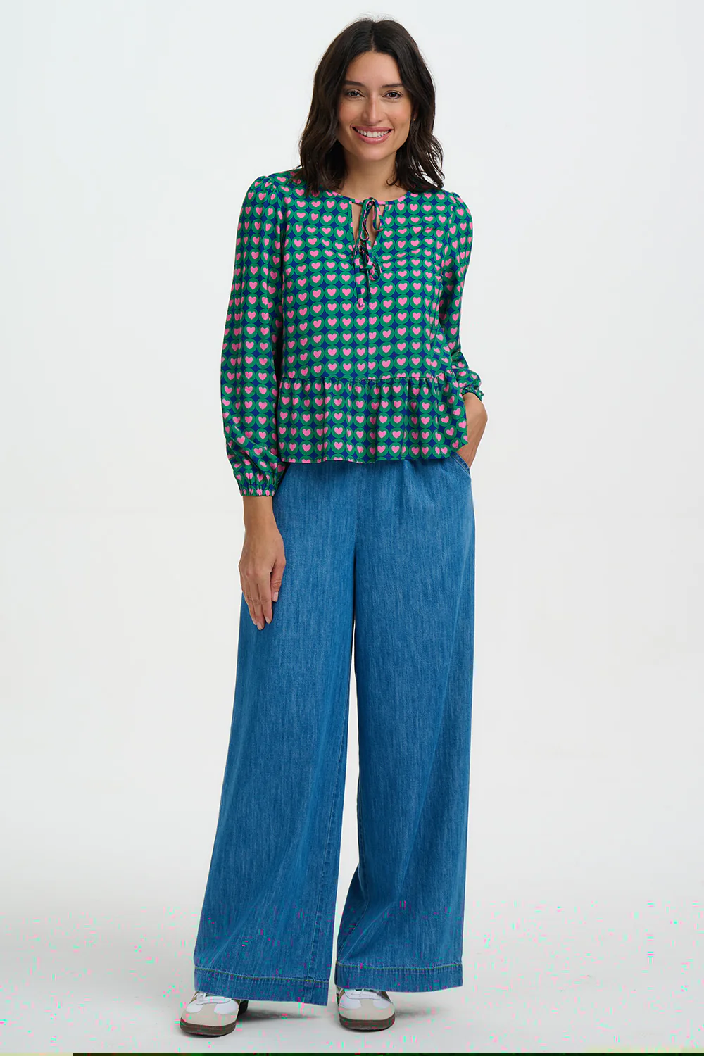 Olina Top - Navy, Heart Tile - Image 3