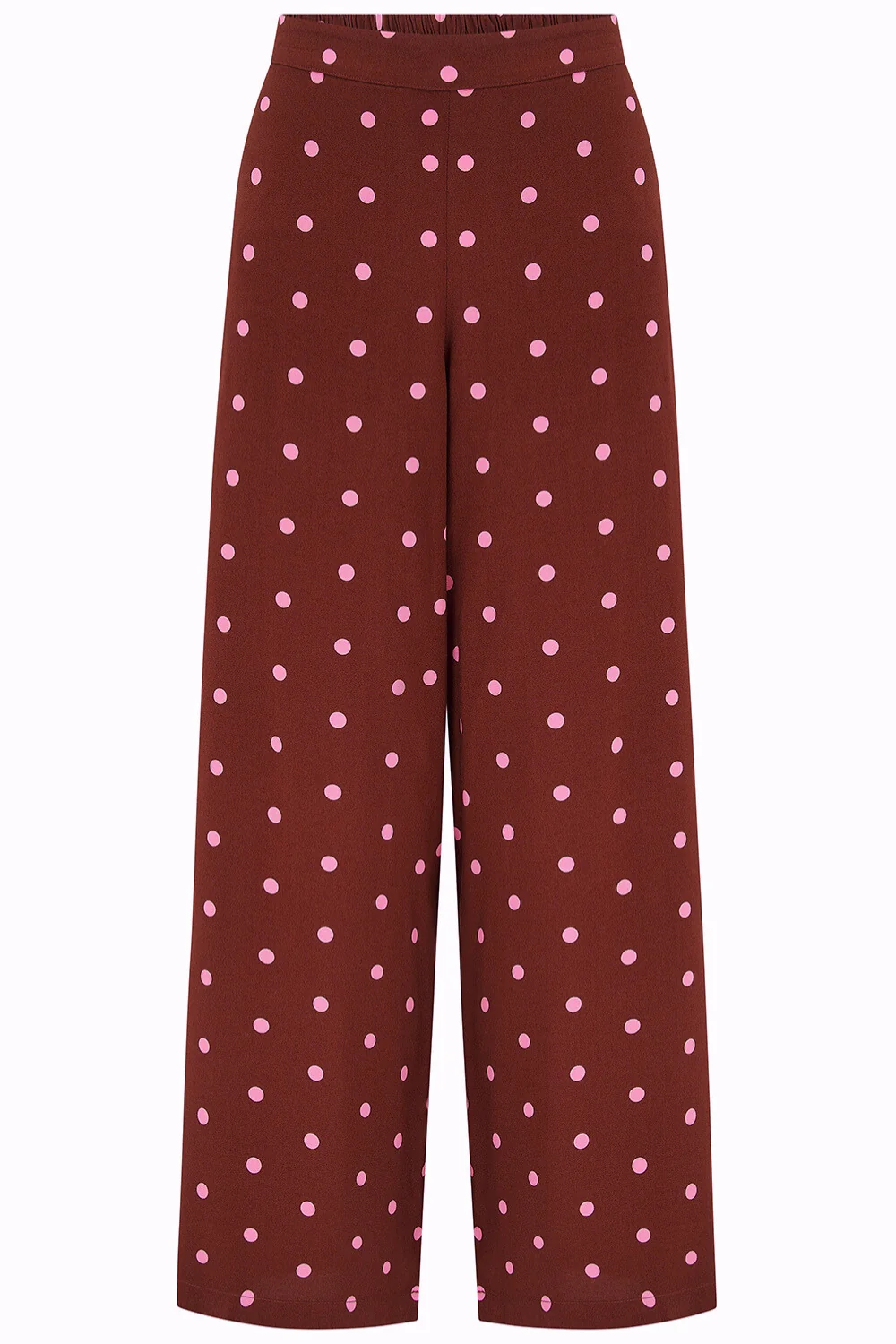 Patsy Palazzo Trousers - Brown, Pink Polka - Image 6