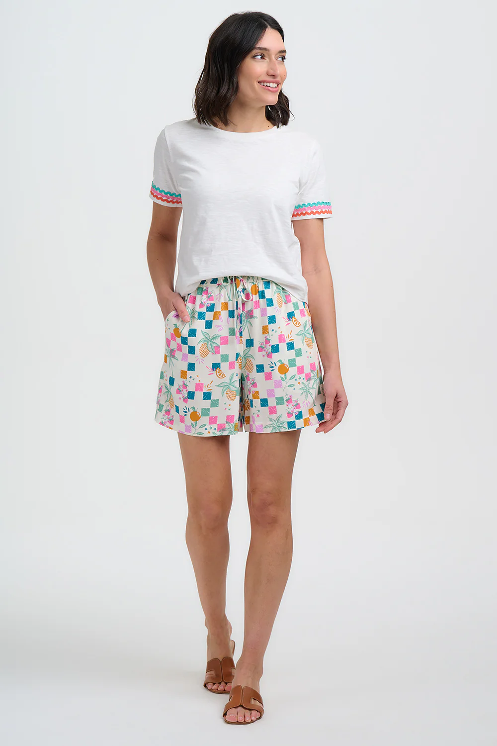 Patty Shorts - Off White, Fruit Checkerboard - Image 4