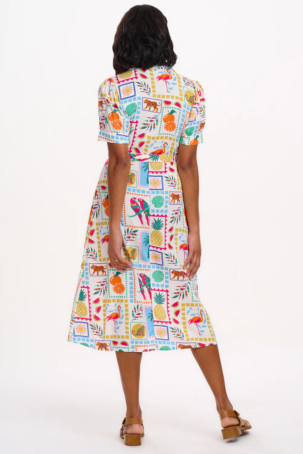 Penelope Midi Shirt Dress - Off-white, Jungle Tile - Image 6