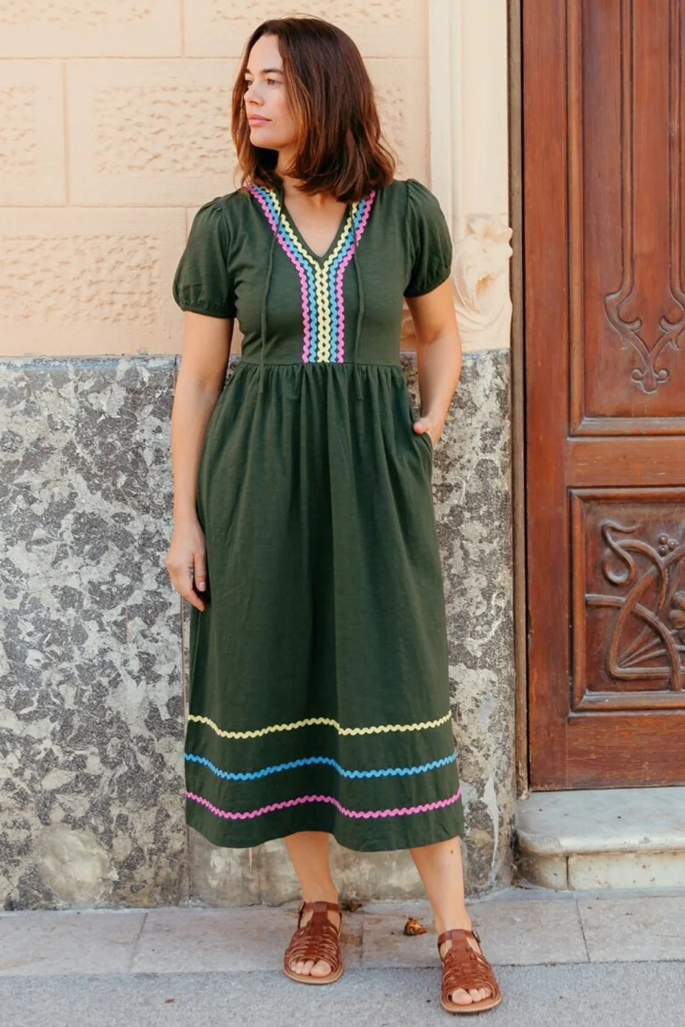 Renee Jersey Midi Dress - Olive, Ric Rac