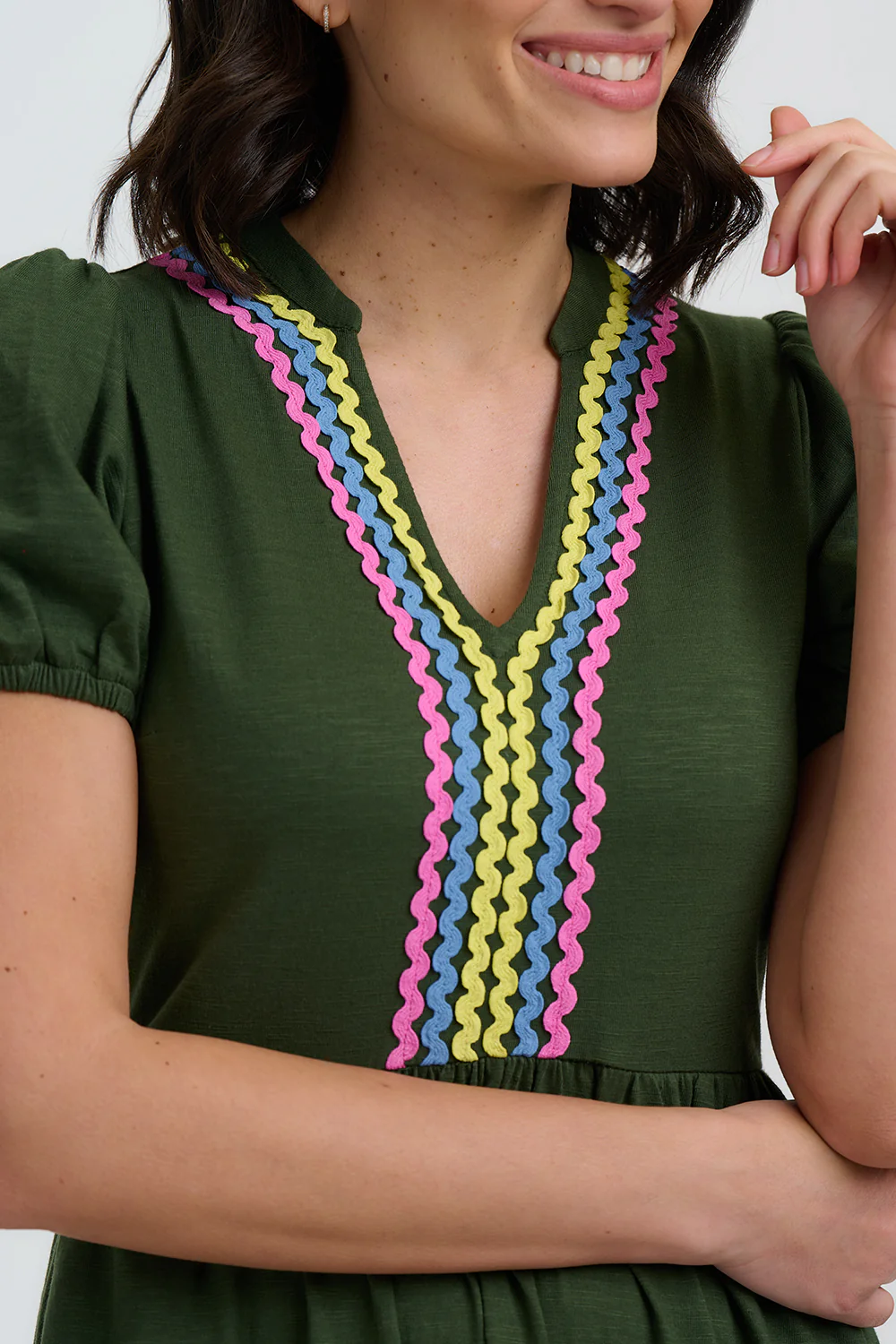 Renee Jersey Midi Dress - Olive, Ric Rac - Image 3