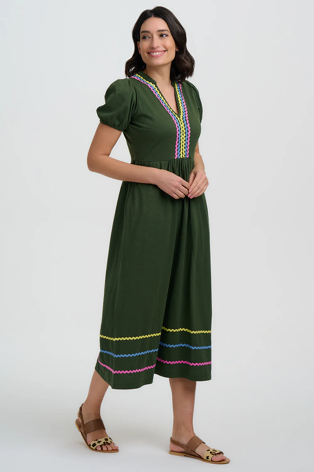 Renee Jersey Midi Dress - Olive, Ric Rac - Image 5