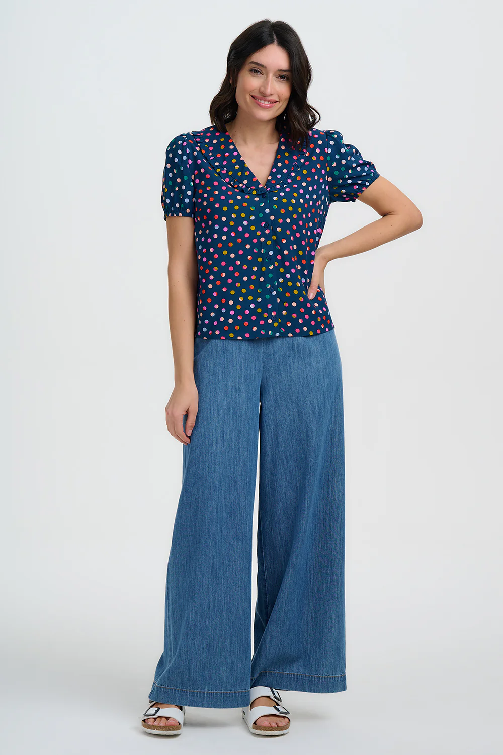 Roksanda Wide Leg Trousers - Mid Blue Denim - Image 6