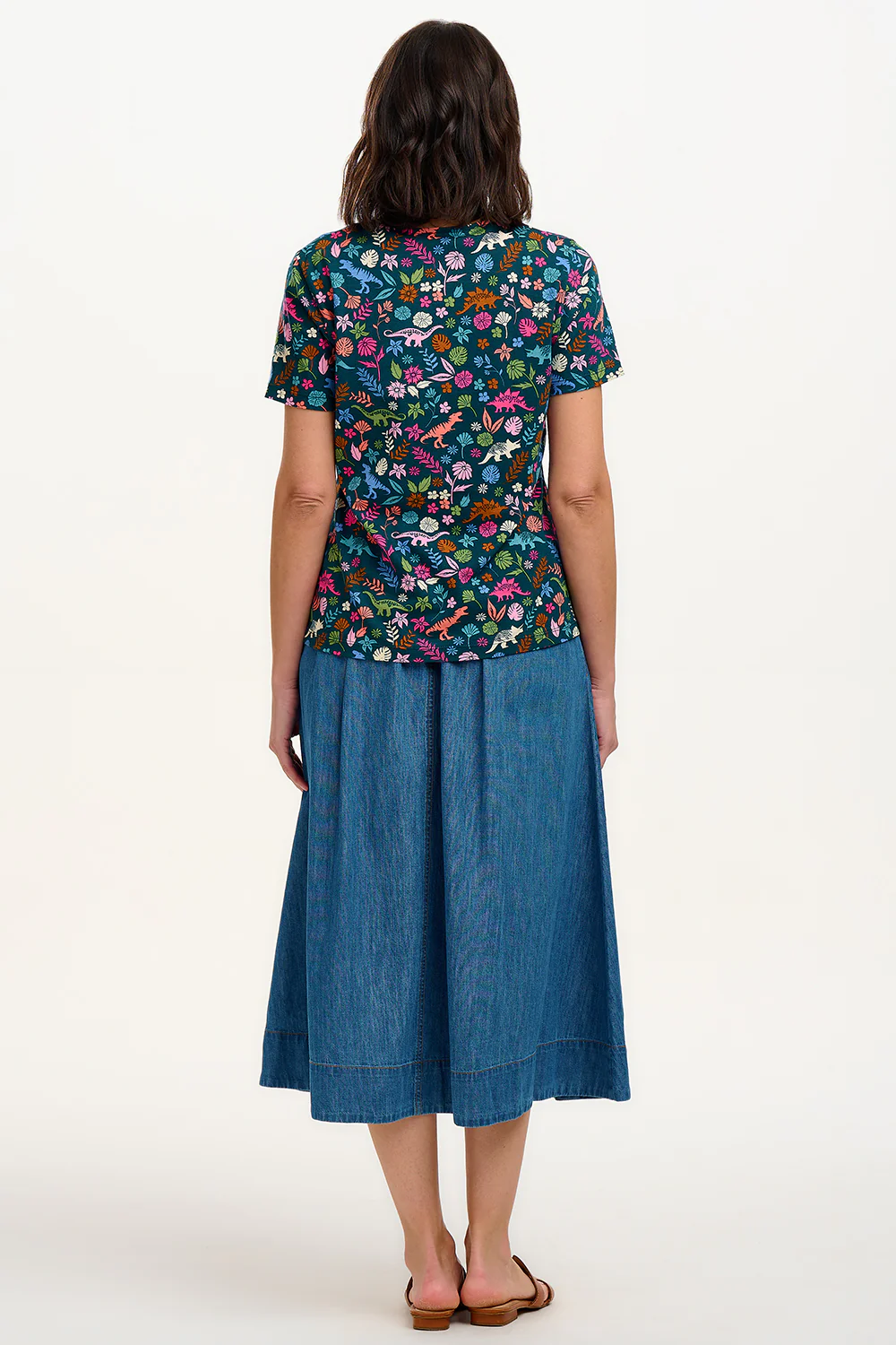 Ronah Crew Neck T-Shirt - Teal/Multi, Hidden Dinosaur - Image 7