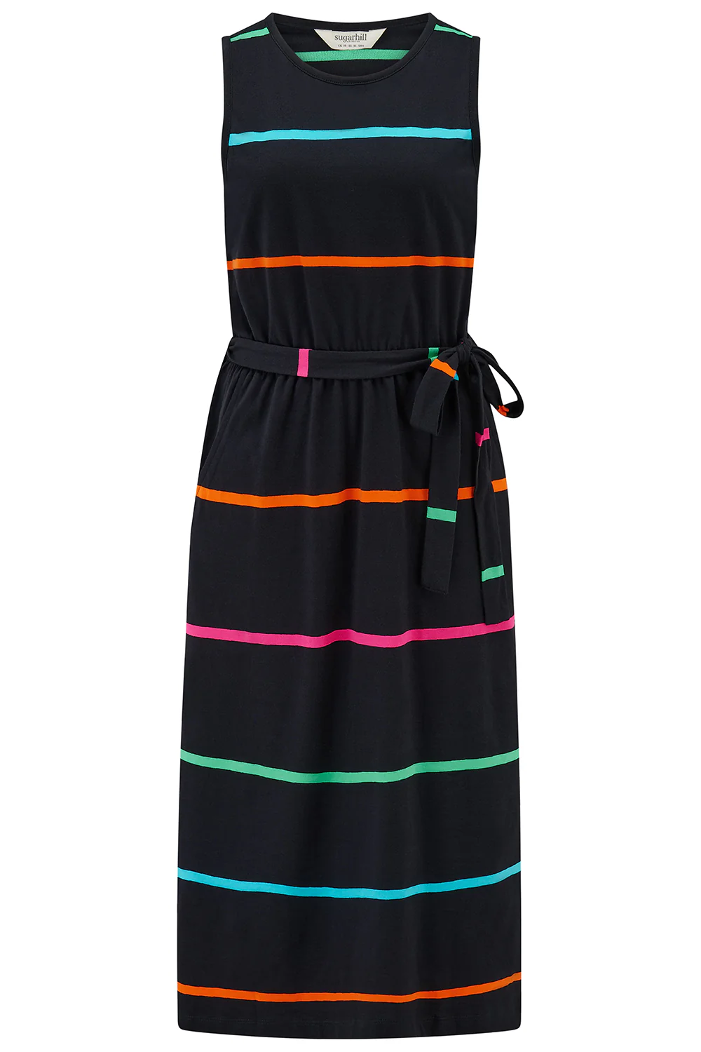 Rory Racer Jersey Midi Dress - Black, Spaced Eighties Stripe - Image 4