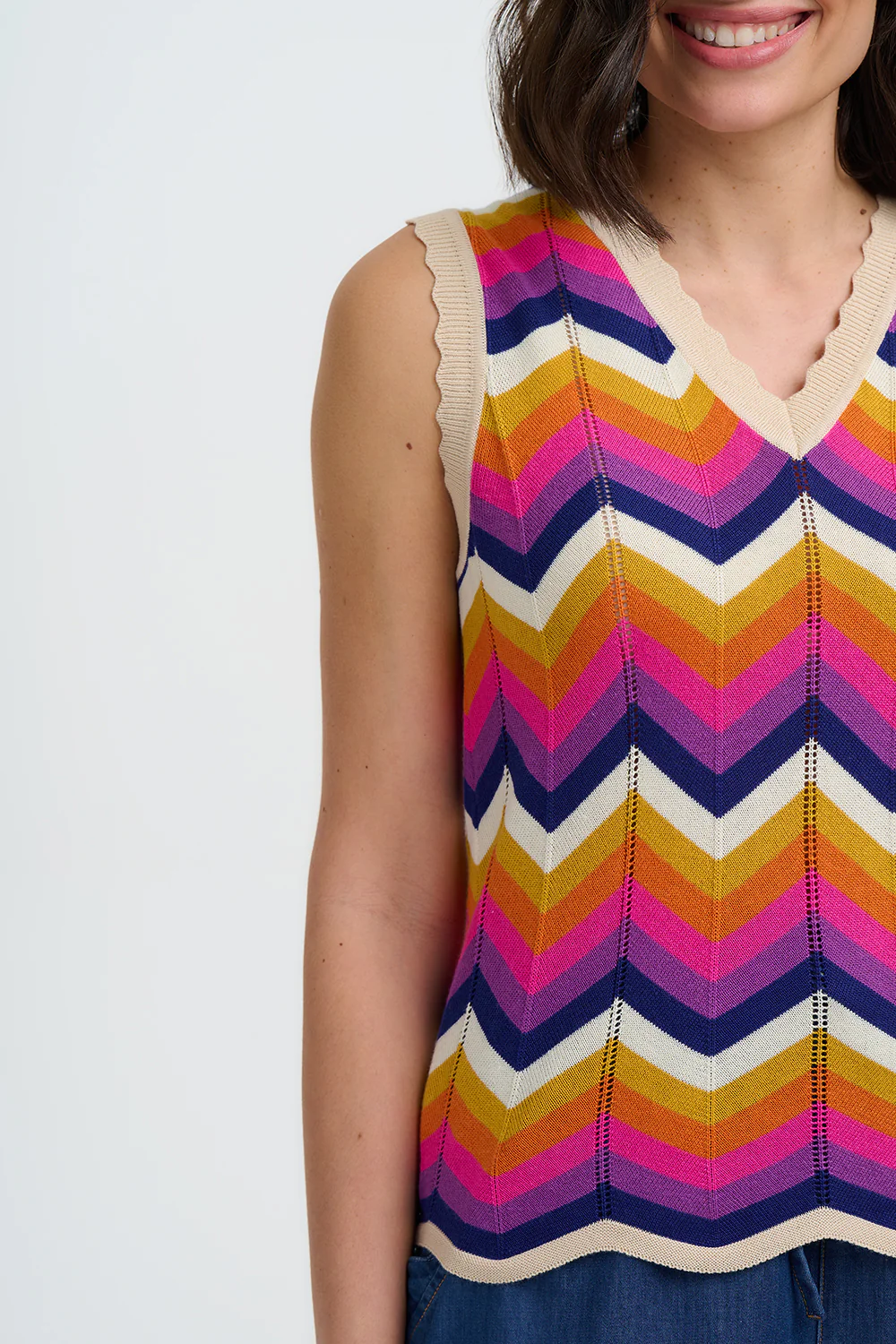 Rosy Knit Vest - Multi, Sunset Chevron - Image 3
