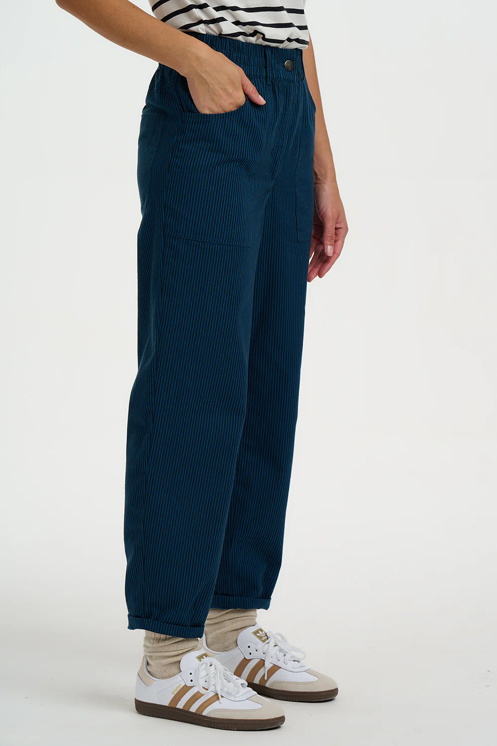 Rowan Trousers - Black/Teal, Thin Stripe - Image 3