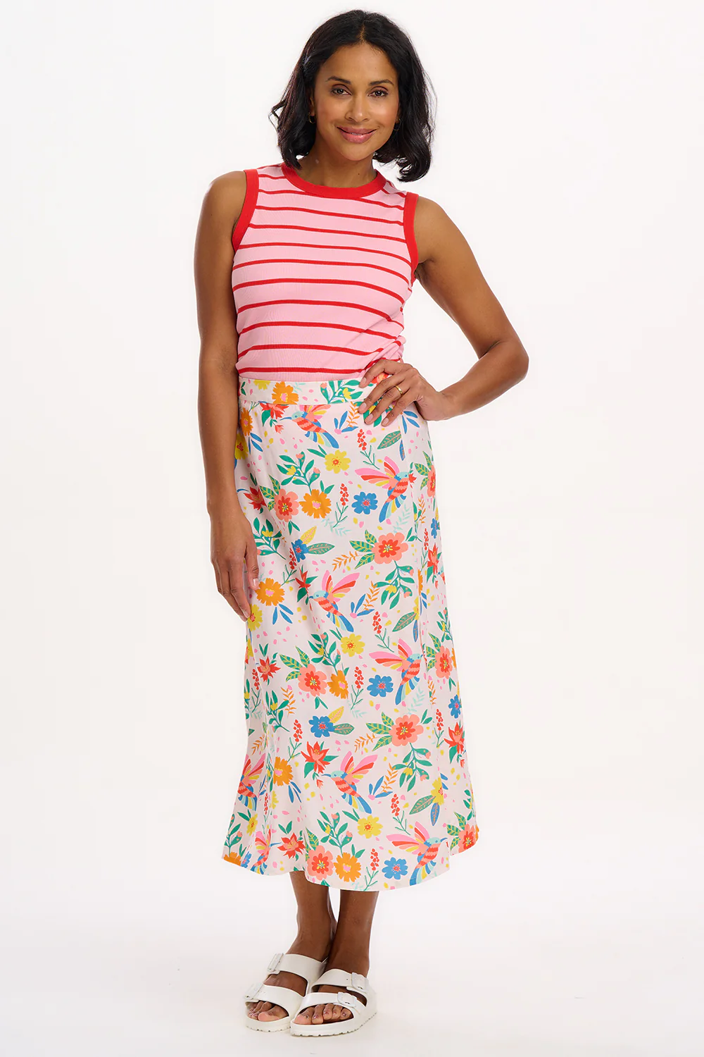 Ruth Fitted Vest Top - Pink/Red Stripes - Image 5