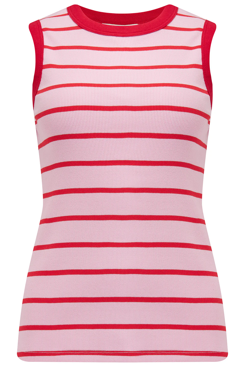 Ruth Fitted Vest Top - Pink/Red Stripes - Image 7