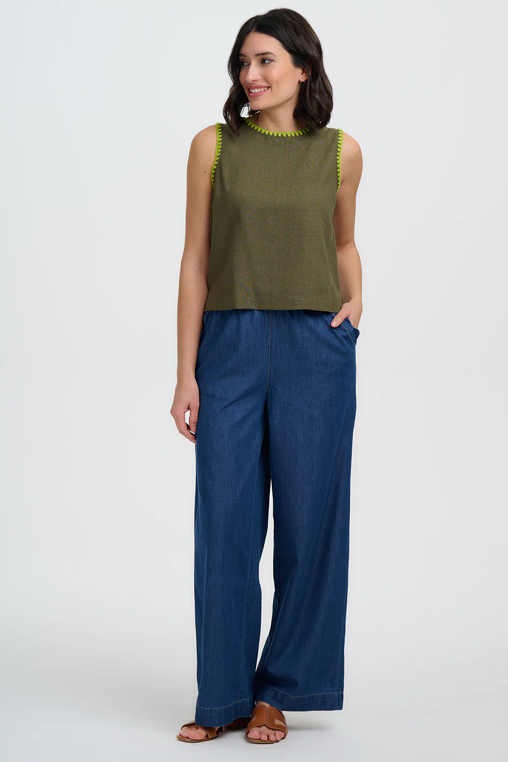 Senna Top - Olive, Decorative Stitch - Image 5