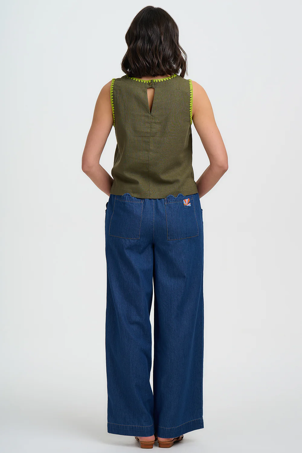 Senna Top - Olive, Decorative Stitch - Image 6