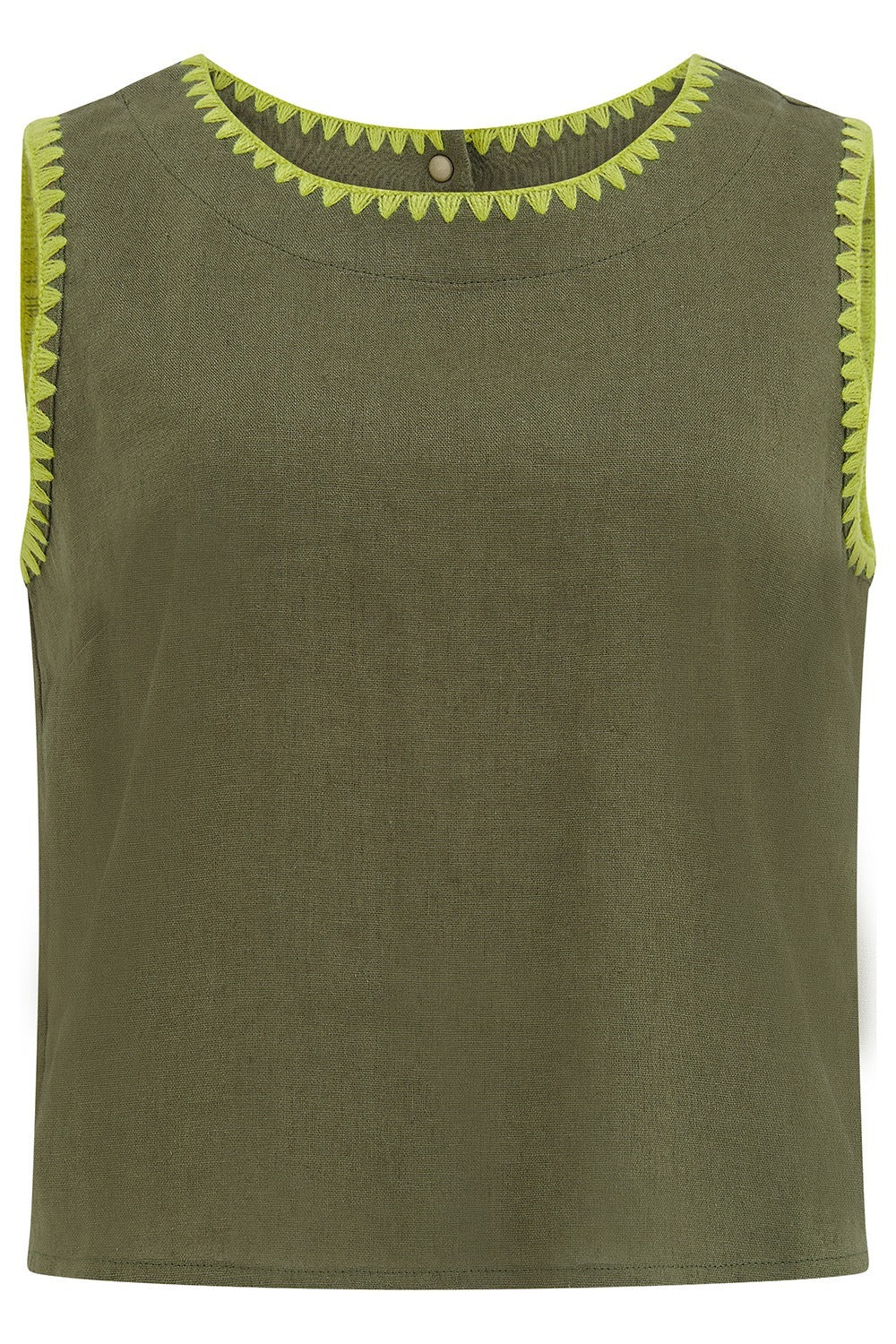 Senna Top - Olive, Decorative Stitch - Image 8