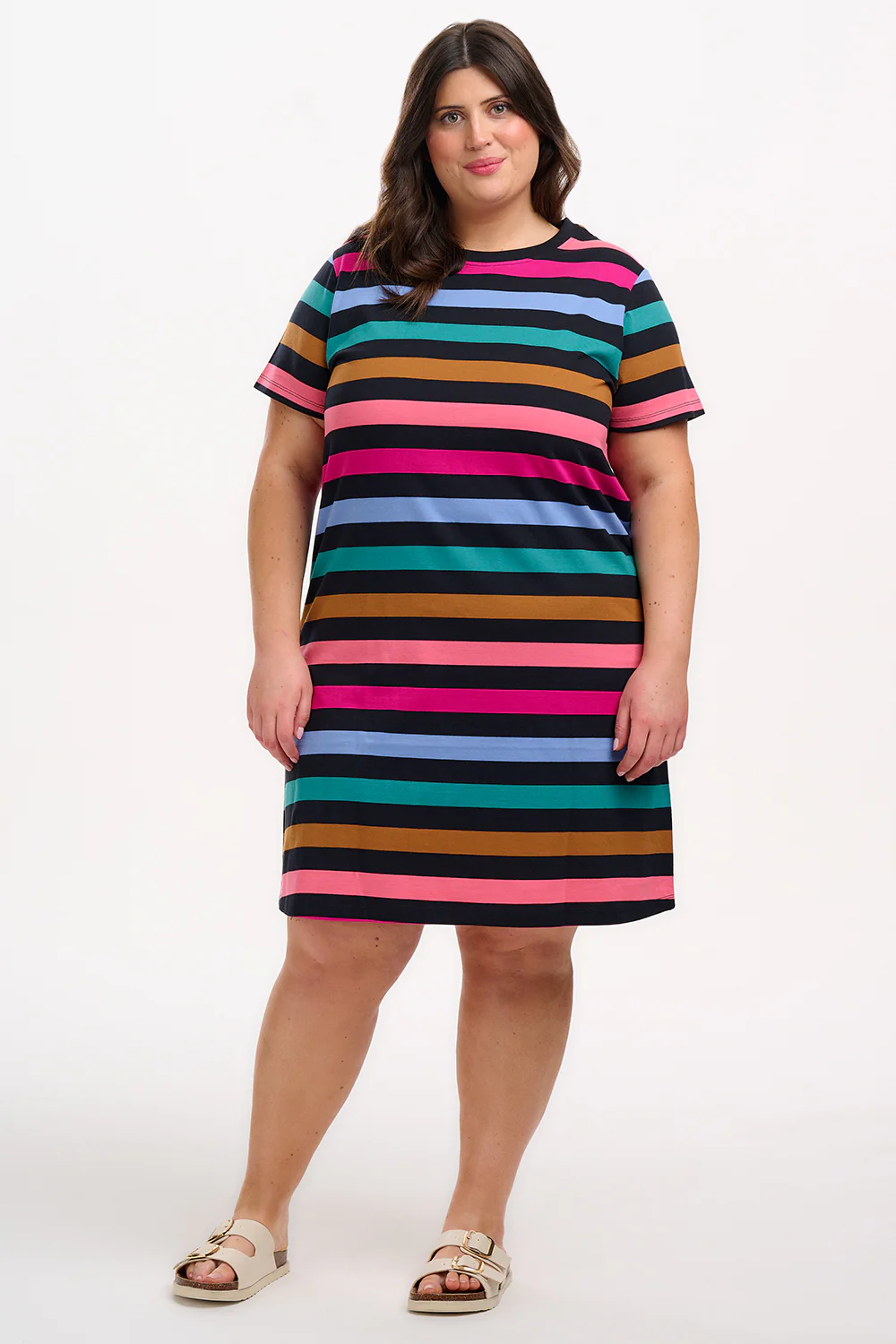 Sia T-Shirt Dress - Black/Multi, Alternating Stripes - Image 4