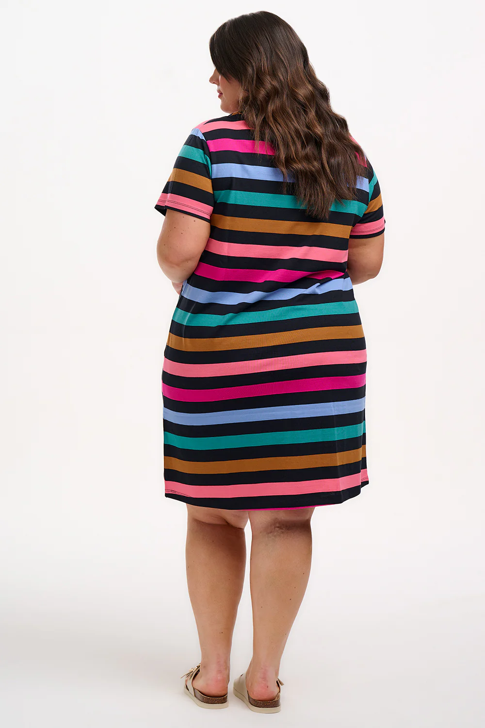 Sia T-Shirt Dress - Black/Multi, Alternating Stripes - Image 6