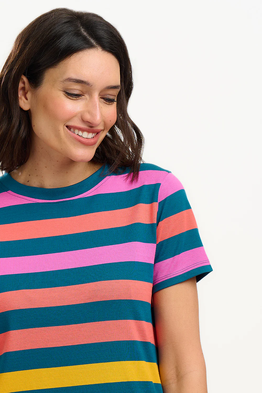 Sia T-Shirt Dress - Green/Multi, Staggered Pop Rainbow - Image 2