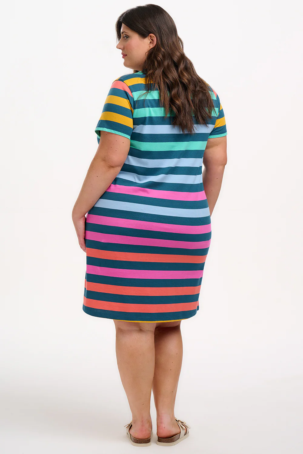 Sia T-Shirt Dress - Green/Multi, Staggered Pop Rainbow - Image 7