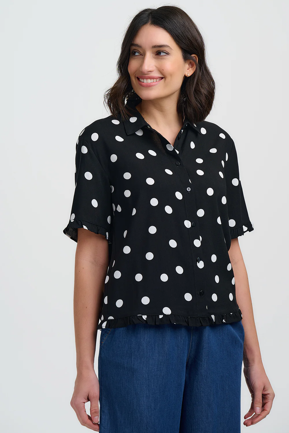 Skylar Shirt - Monochrome, Polka Dot