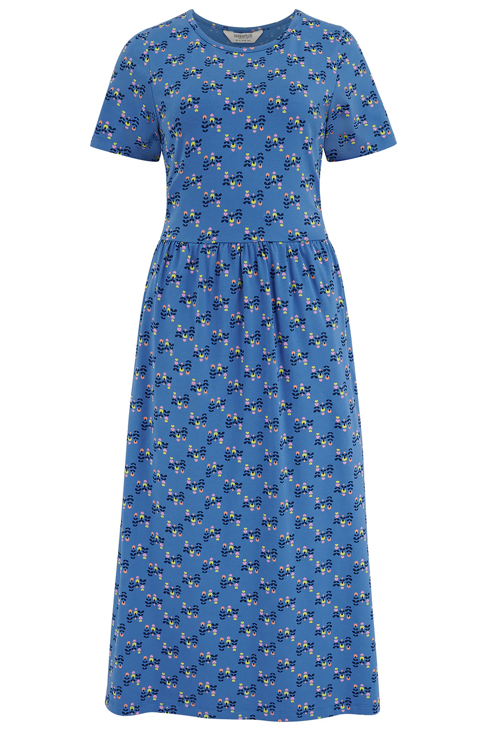Sofia Jersey Midi Dress - Blue, Folklore Twist - Image 5
