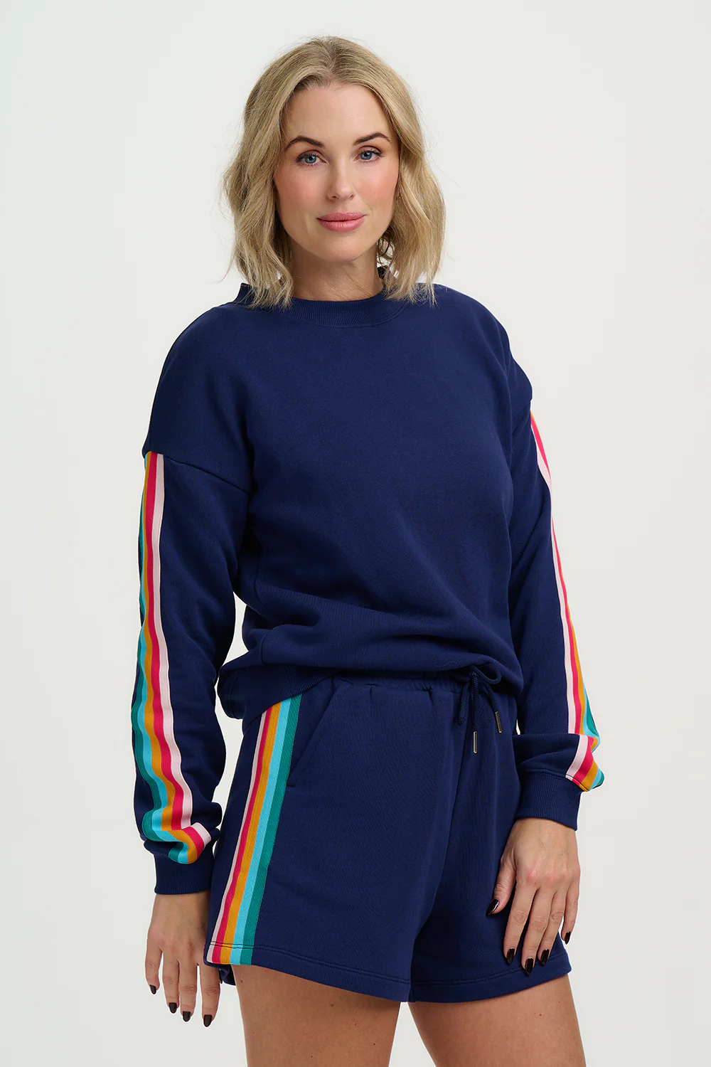Sonya Shorts - Navy, Rainbow Trim - Image 3