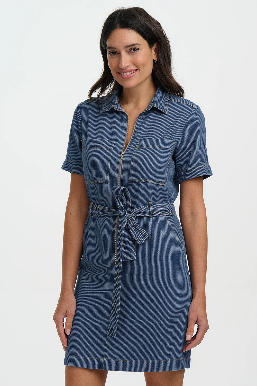Tasha Mini Dress - Blue Stripe Denim - Image 3