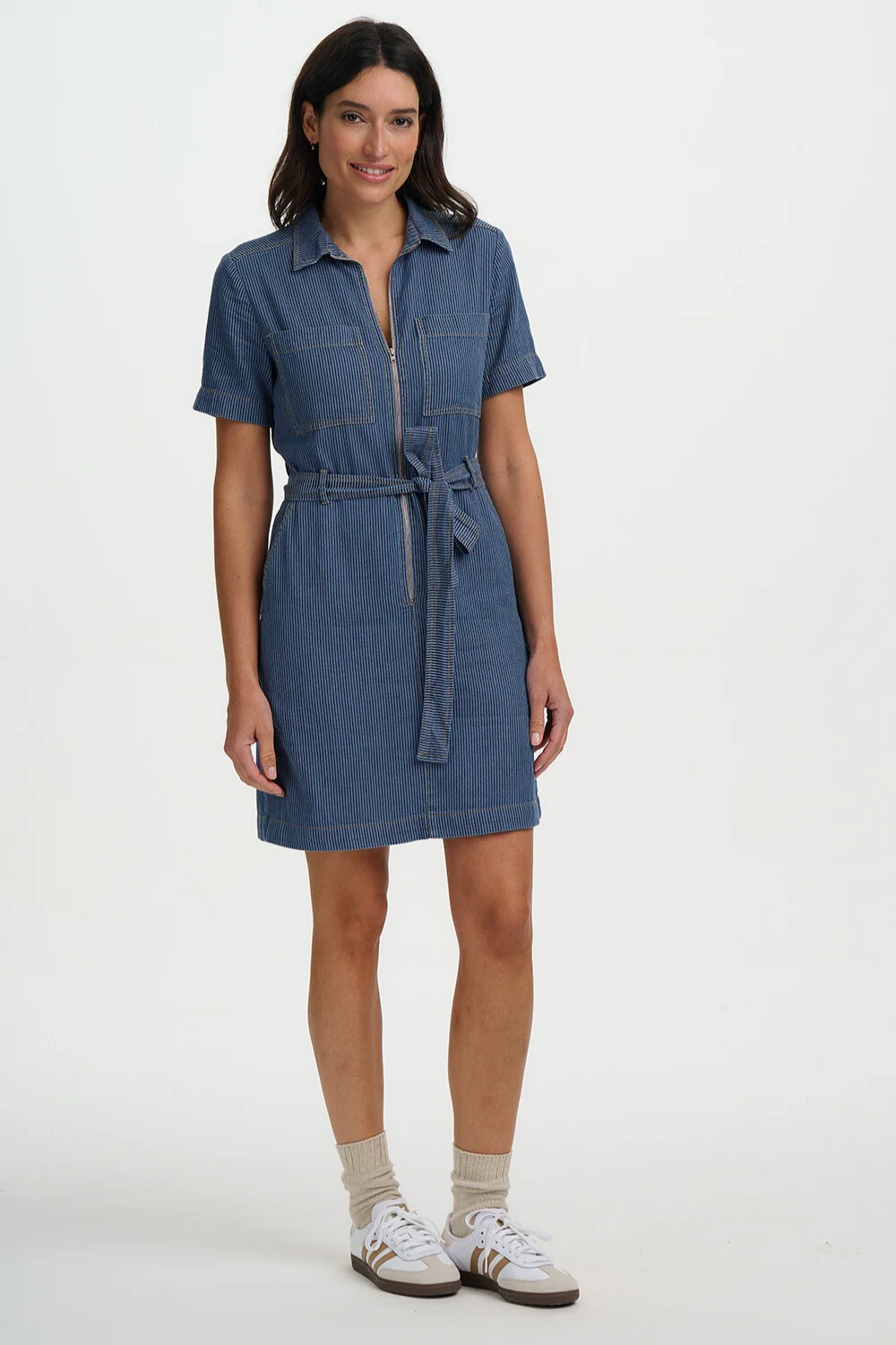 Tasha Mini Dress - Blue Stripe Denim - Image 5
