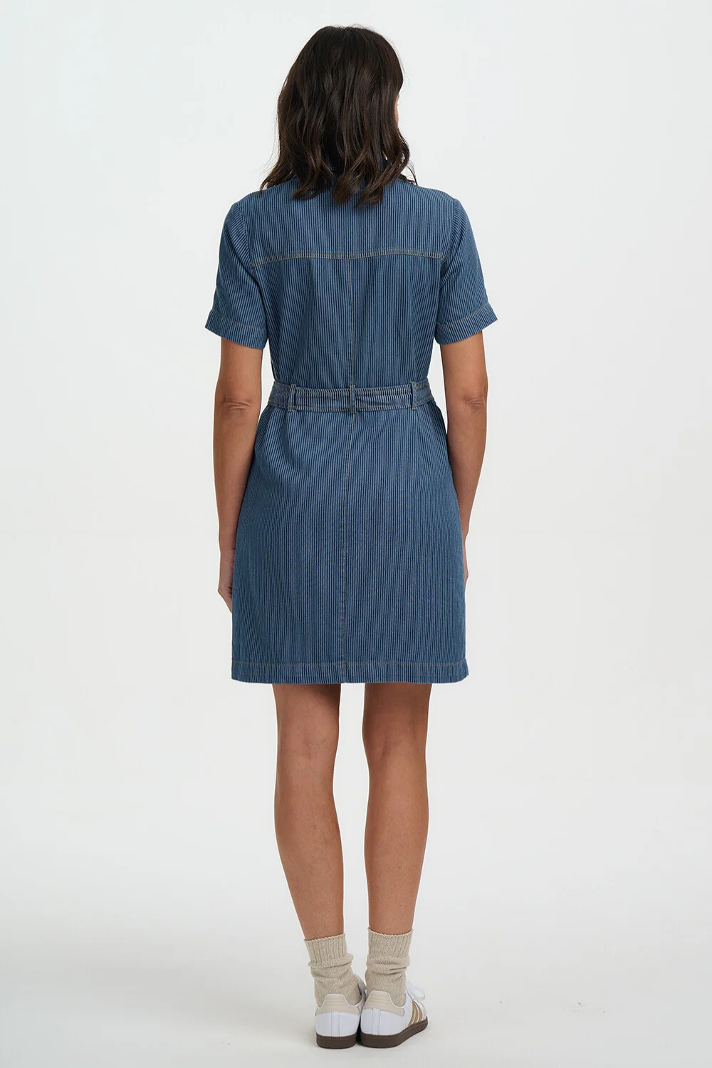 Tasha Mini Dress - Blue Stripe Denim - Image 6