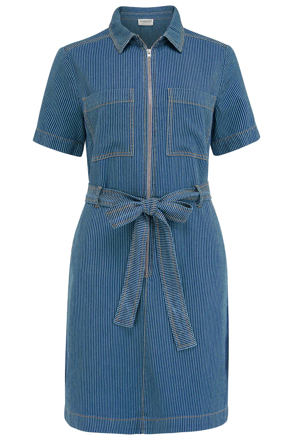 Tasha Mini Dress - Blue Stripe Denim - Image 7