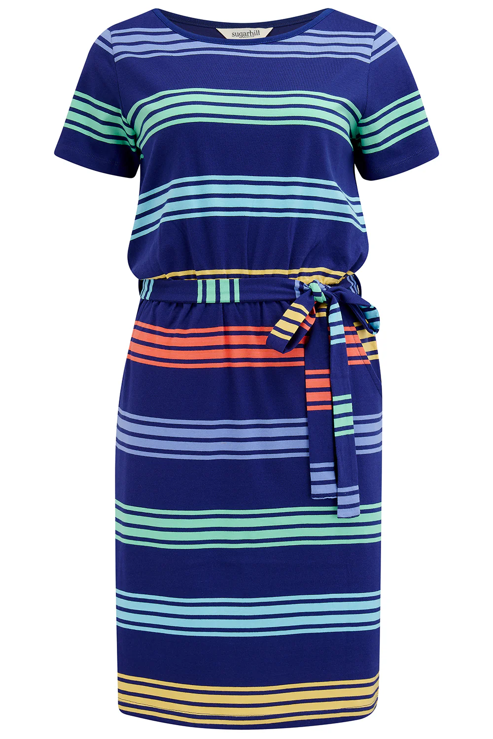 Terri Jersey Mini Dress - Navy, Malibu Stripe - Image 8
