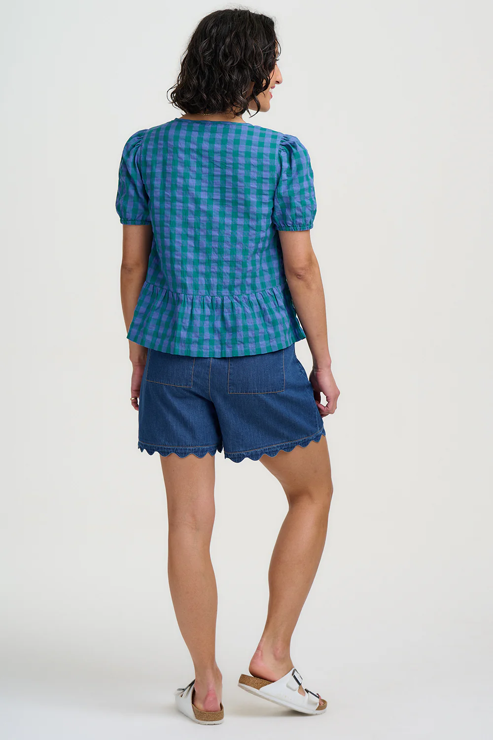 Thora Top - Blue & Green, Peacock Check - Image 6