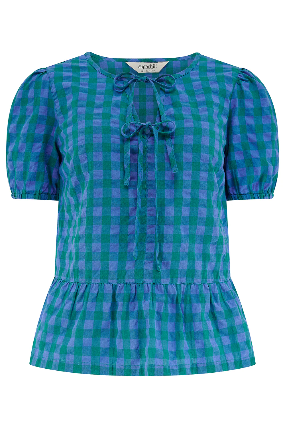 Thora Top - Blue & Green, Peacock Check - Image 9
