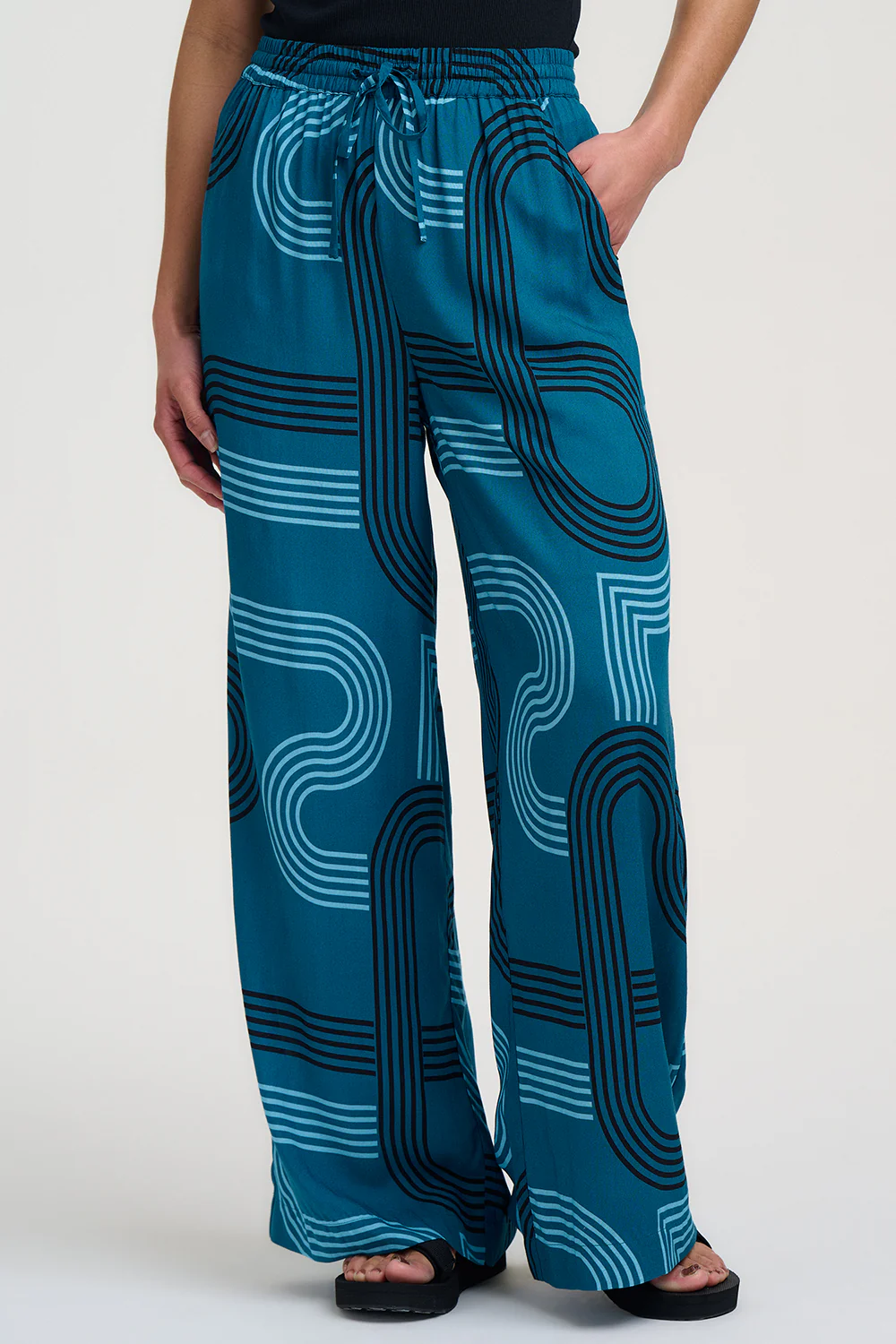 Trinny Wide Leg Trousers - Teal, Ocean Racer - Image 3