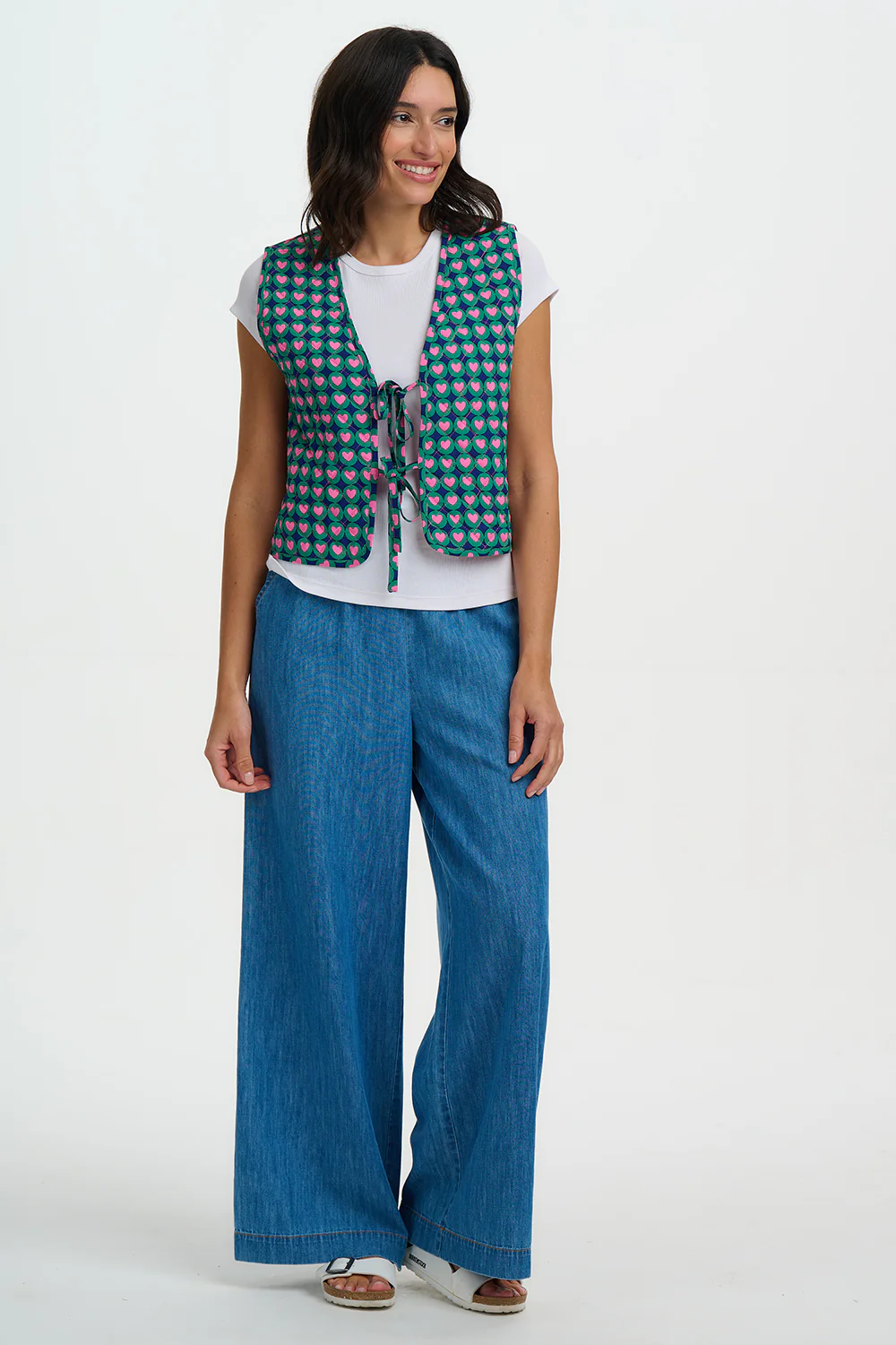 Vander Quilted Waistcoat - Navy, Heart Tile - Image 3