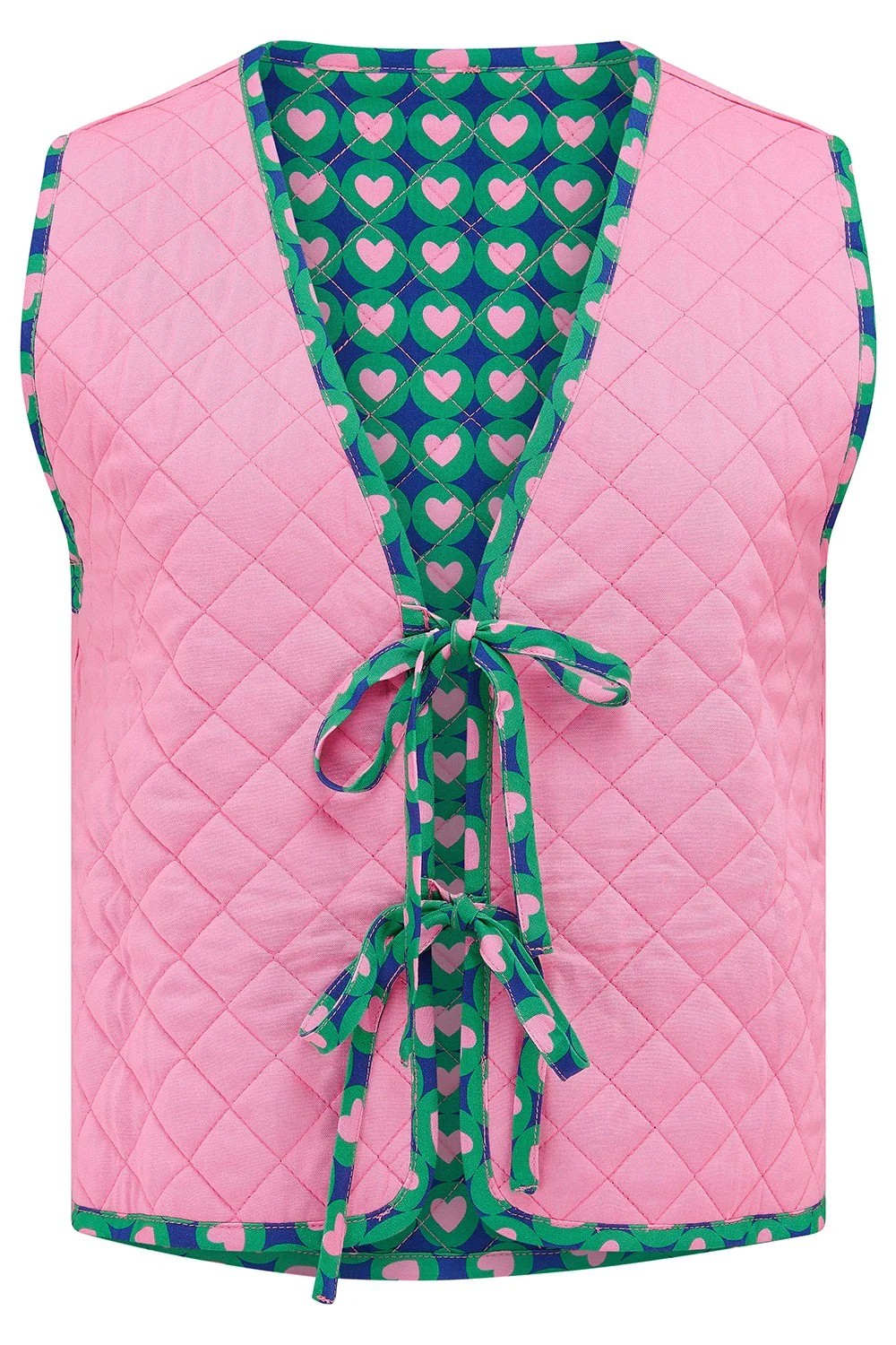 Vander Quilted Waistcoat - Navy, Heart Tile - Image 8