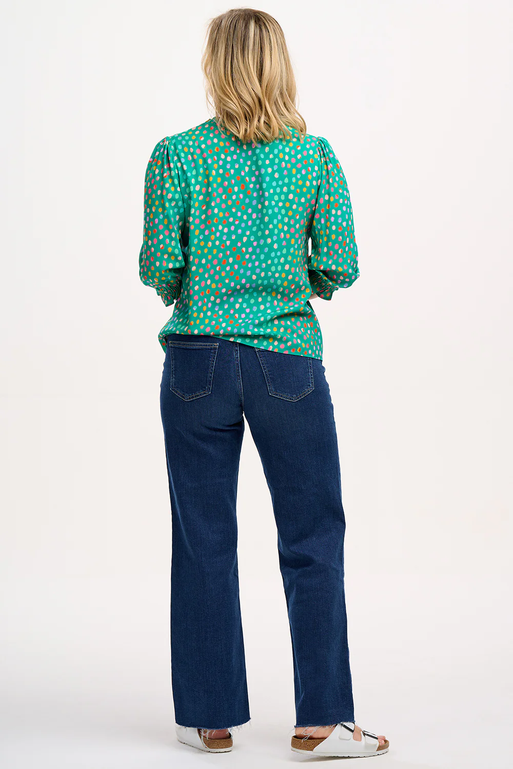 Vivi Frill Blouse - Green, Rainbow Pebbles - Image 4