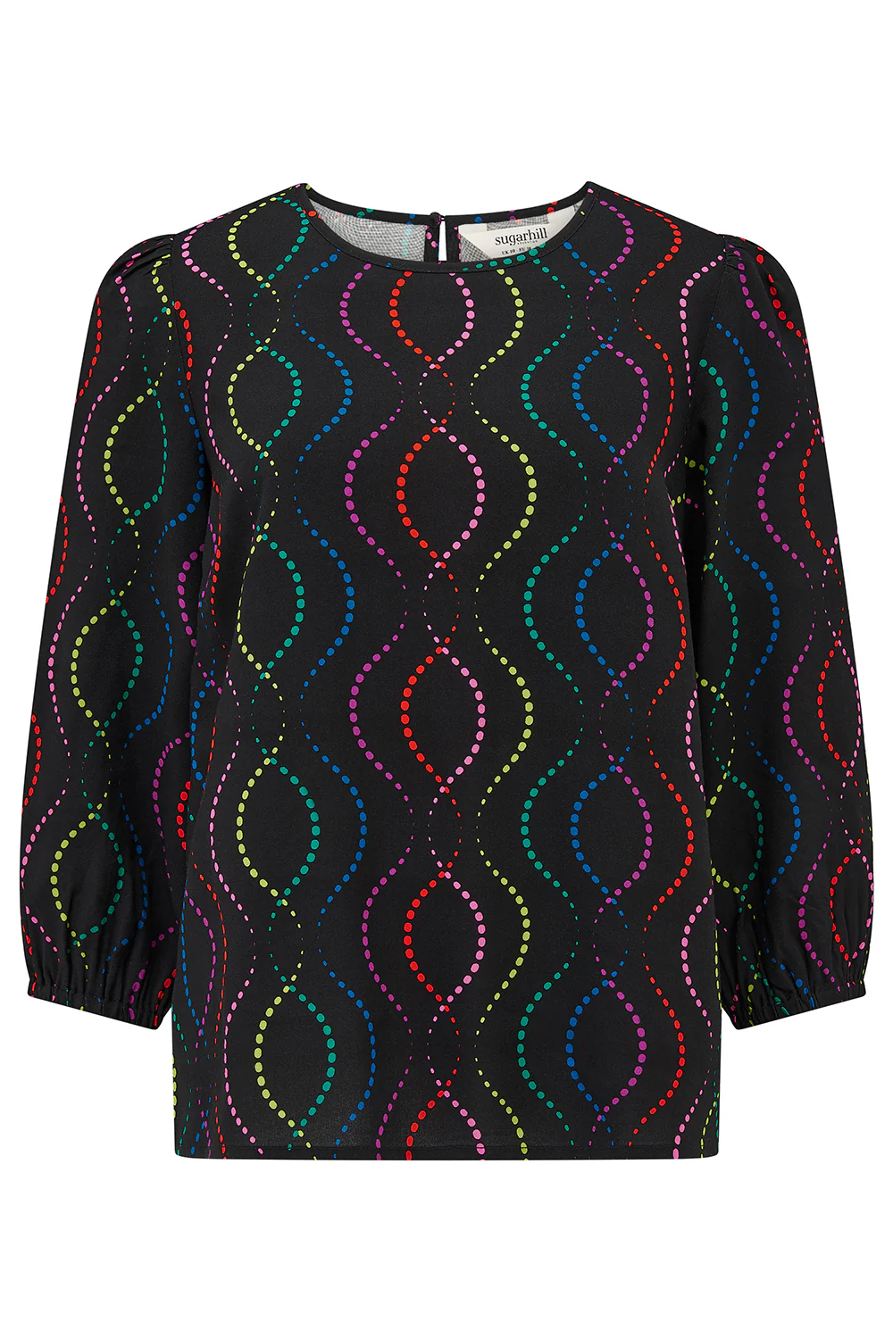 Wendy Blouse - Black, Dotted Waves - Image 6