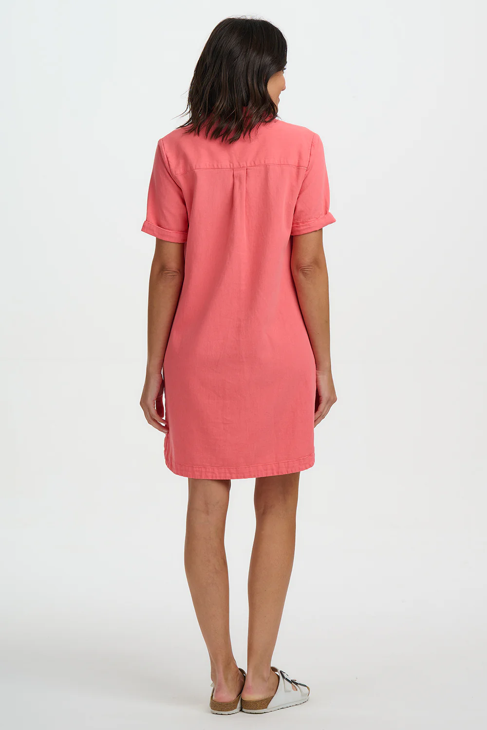 Zoe Mini Shirt Dress - Coral - Image 5
