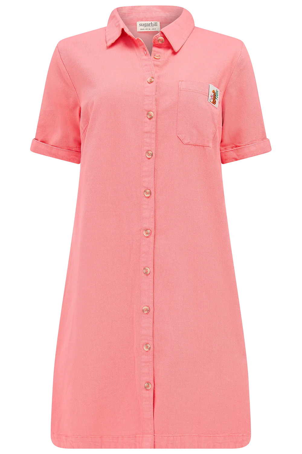 Zoe Mini Shirt Dress - Coral - Image 6
